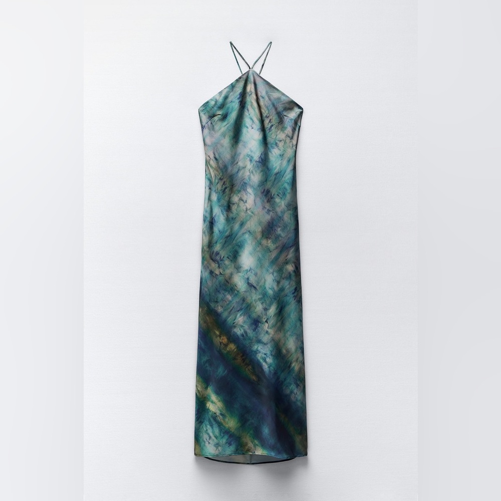 NWT Zara tie-dyed halter slip dress; perfect for Christmas party